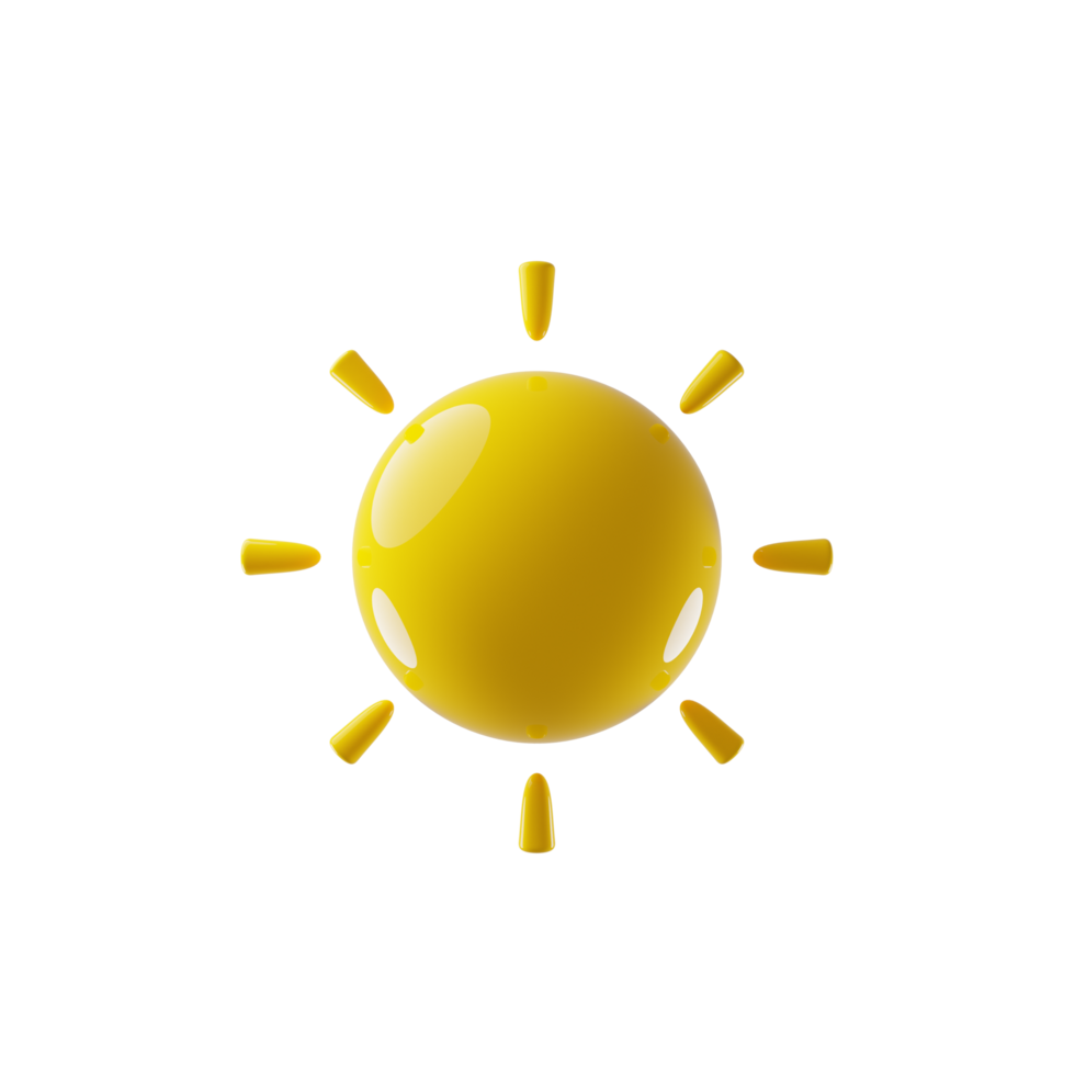 Weather icon sun. 3d rendering png