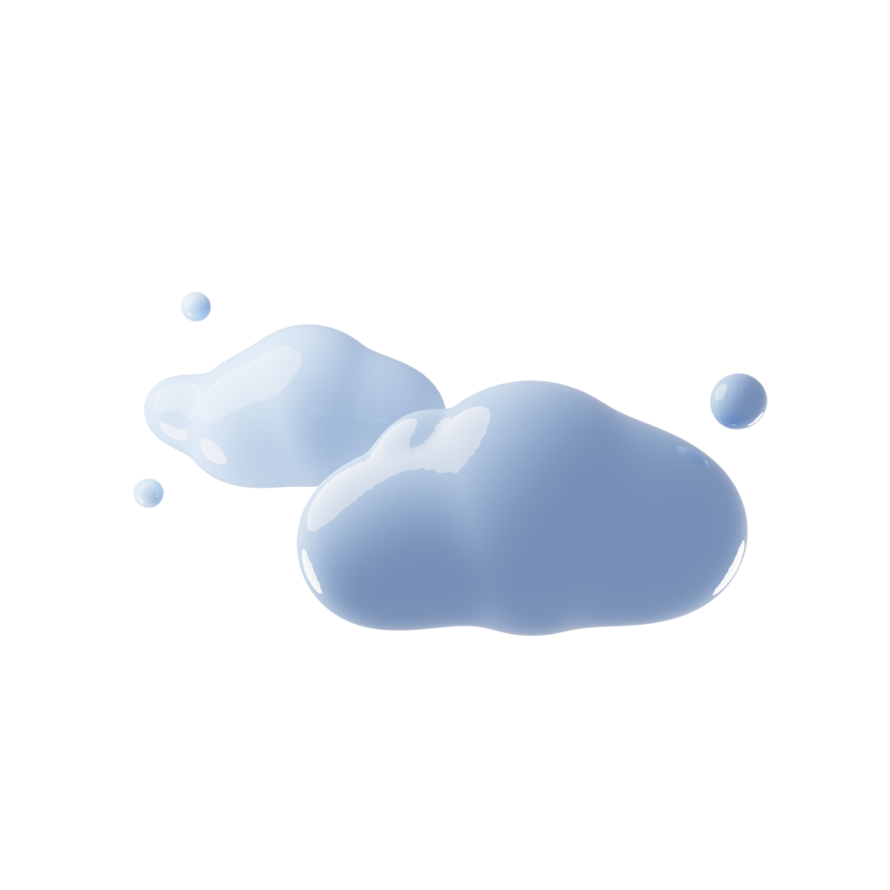 Clouds icon with blue color on 3d rendering png