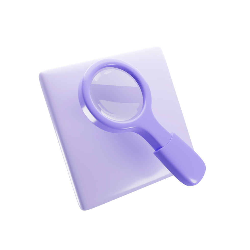 Magnifying glass icon with cartoon style. Zoom button symbol concept. 3d rendering illustration png
