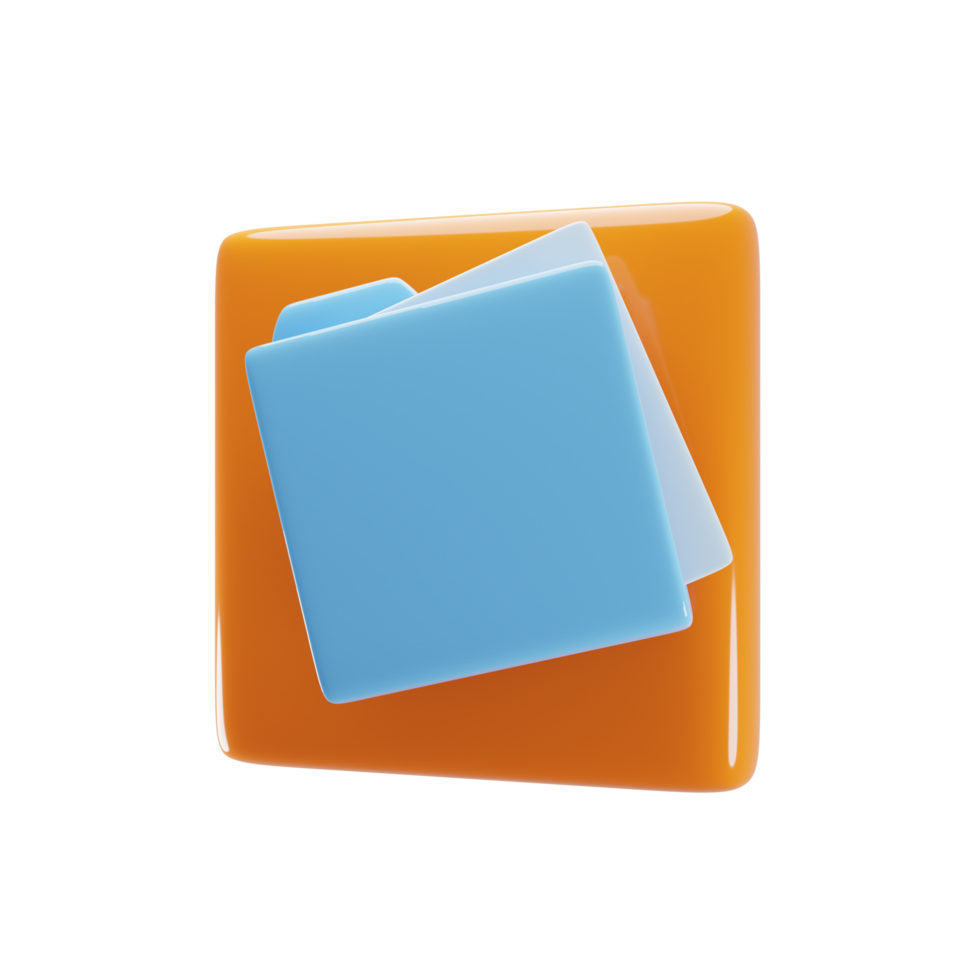 3d blue file icon with cartoon style. Button icon concept. 3d rendering illustration png