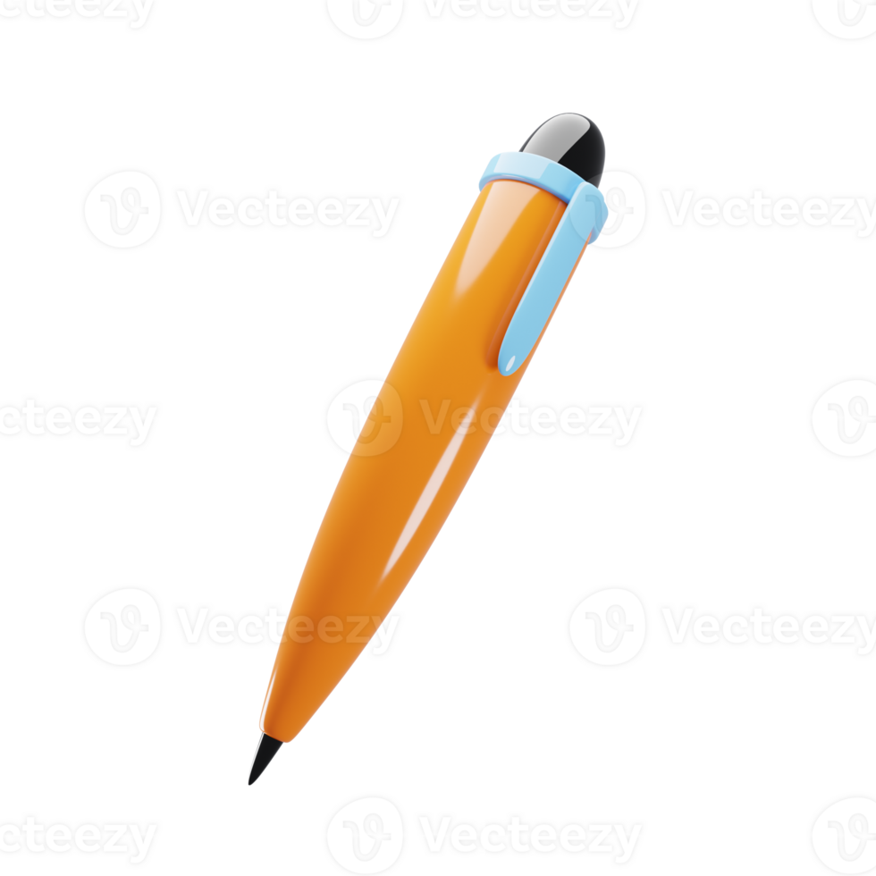 Orange ballpoint icon. Education icon concept. 3d rendering illustration png