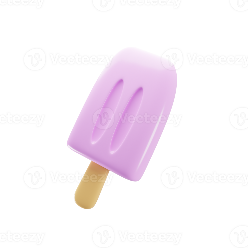 3d rendering ice cream icon with cartoon style. 3d illustration png