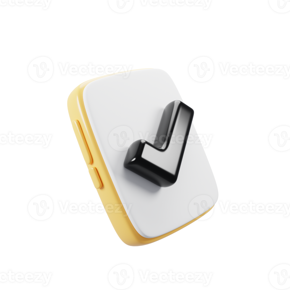 Smart phone icon with checklist sign. 3d rendering illustration png