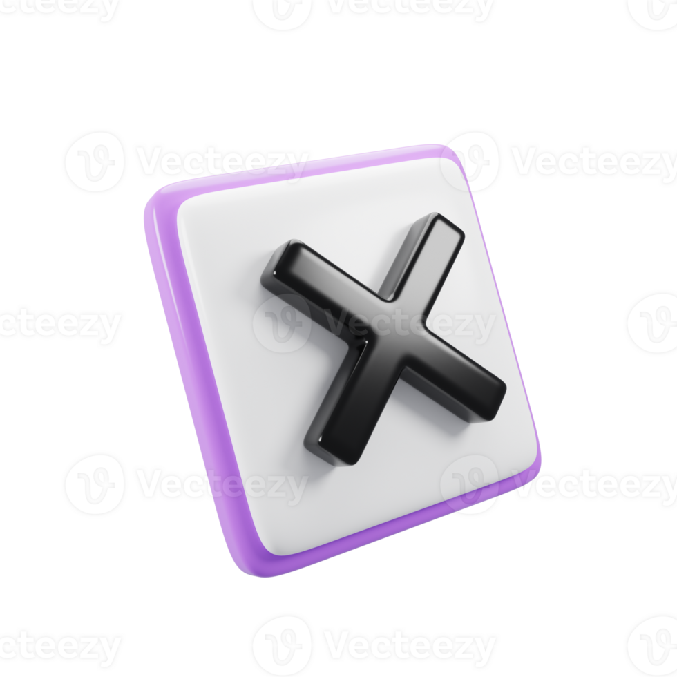 3d rendering reject icon concept with cartoon style clipboard png