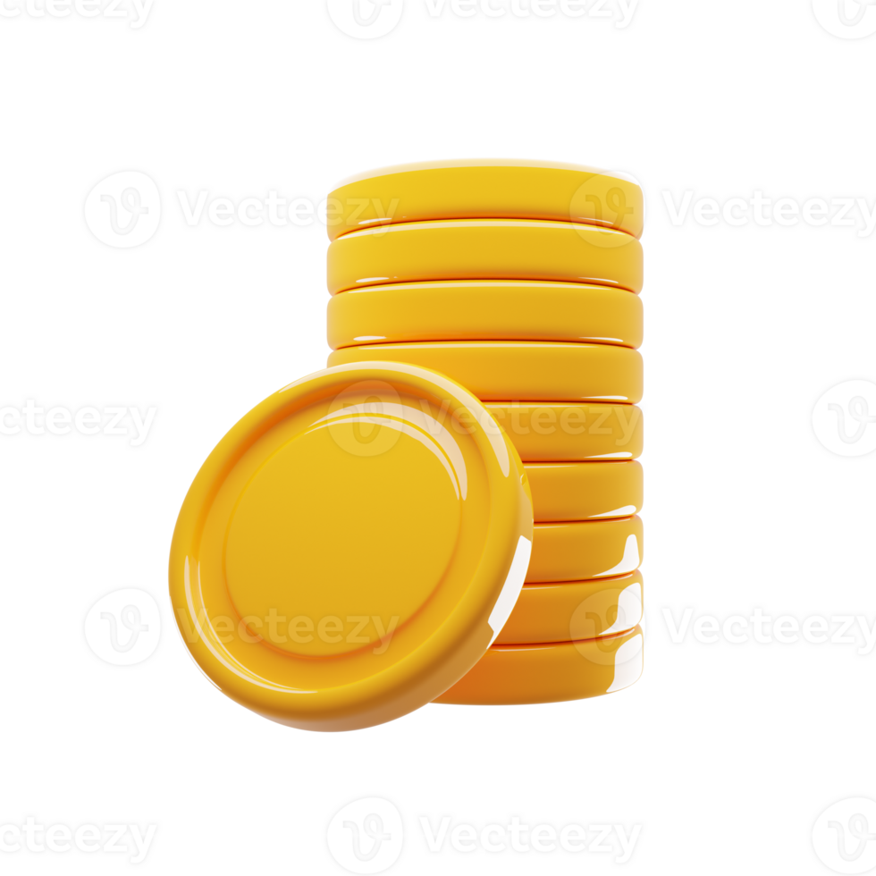 3d rendering coin stacks icon. Money growth icon concept. 3d illustration png