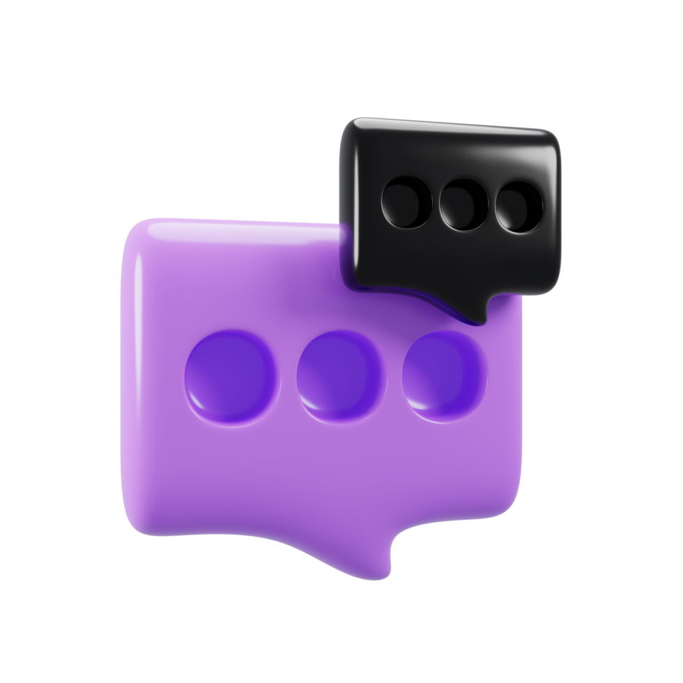 3d rendering purple and black bubble speech icon png