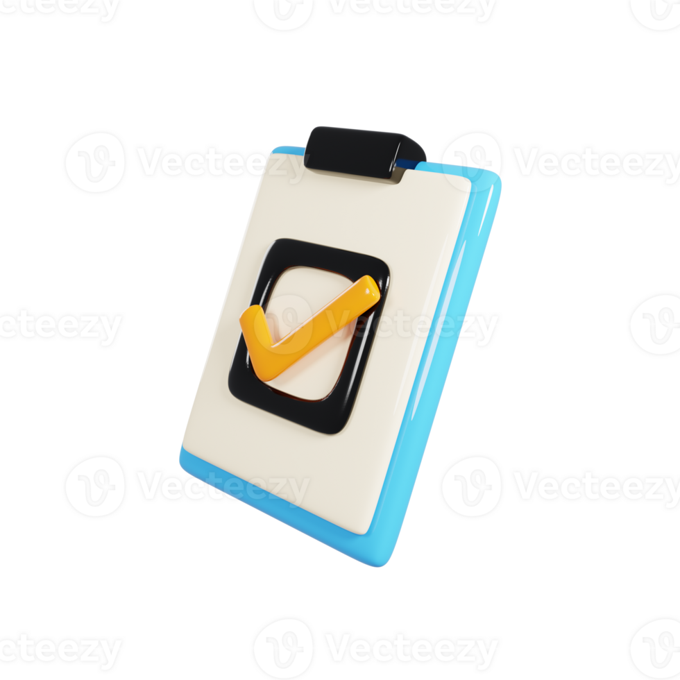 3d rendering clipboard with checklist sign icon. 3d illustration png