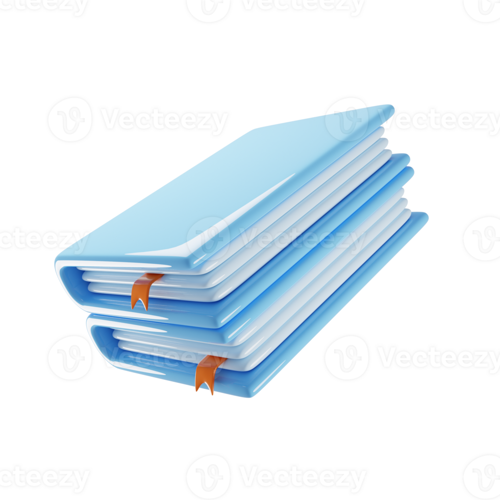 Two blue book icon with cartoon style. Education icon concept. 3d rendering illustration png
