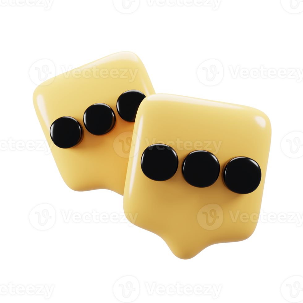 3d rendering notification icon concept with yellow bubble speech. 3d illustration png