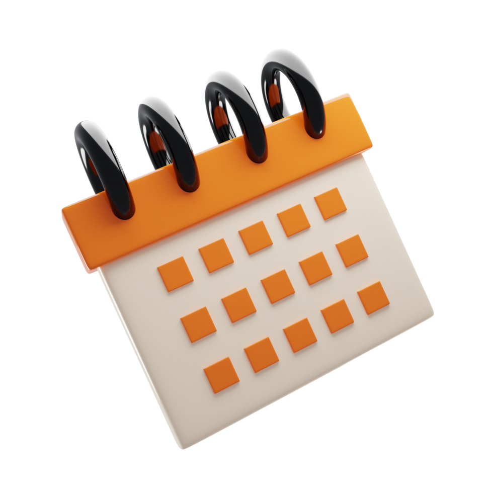 3d illustration of minimal calendar icon with cartoon style. Business icon concept. 3d rendering png