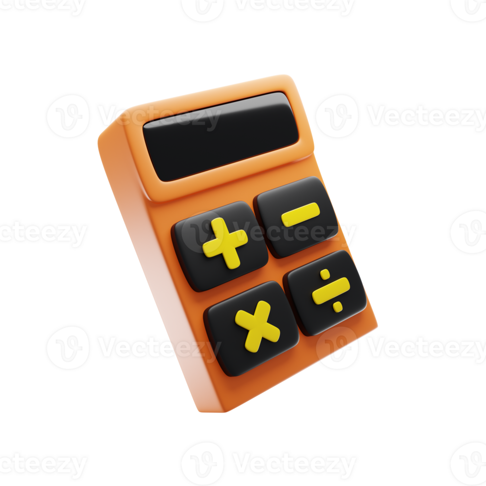Calculator icon with cartoon style. Financial icon concept .3d rendering illustration png