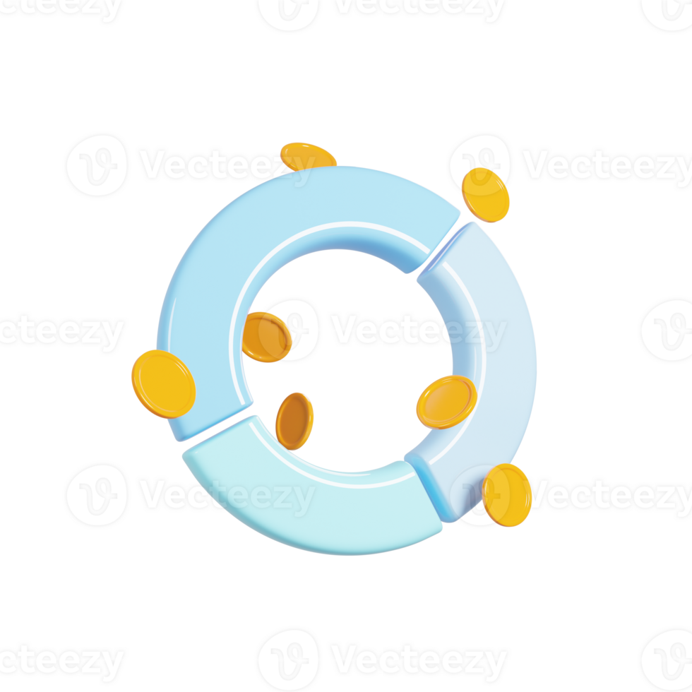 gráfico ícone com abstrato moeda em 3d Renderização. 3d ilustração png