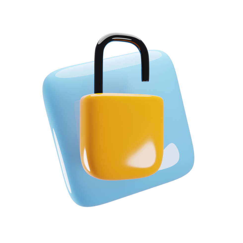 3d illustration lock icon. Security data symbol concept. 3d rendering png