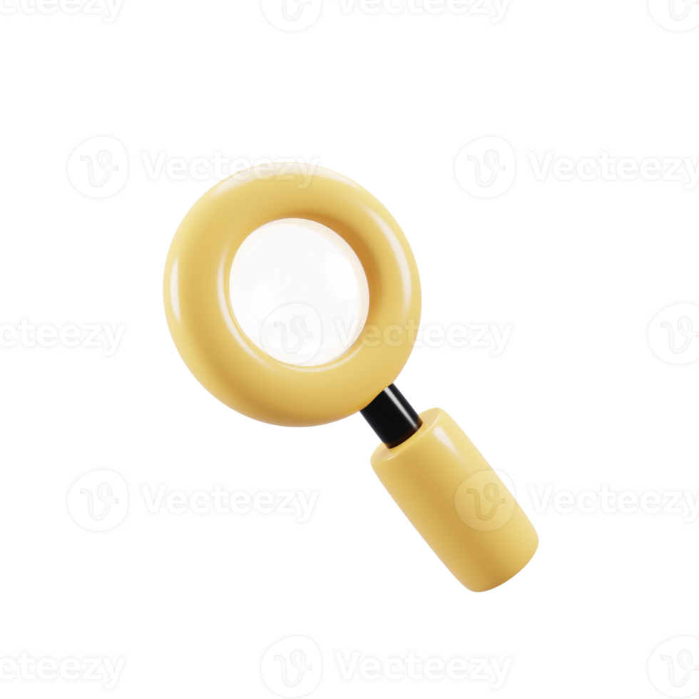 3d rendering search icon concept with cartoon style magnifying glass. 3d illustration png