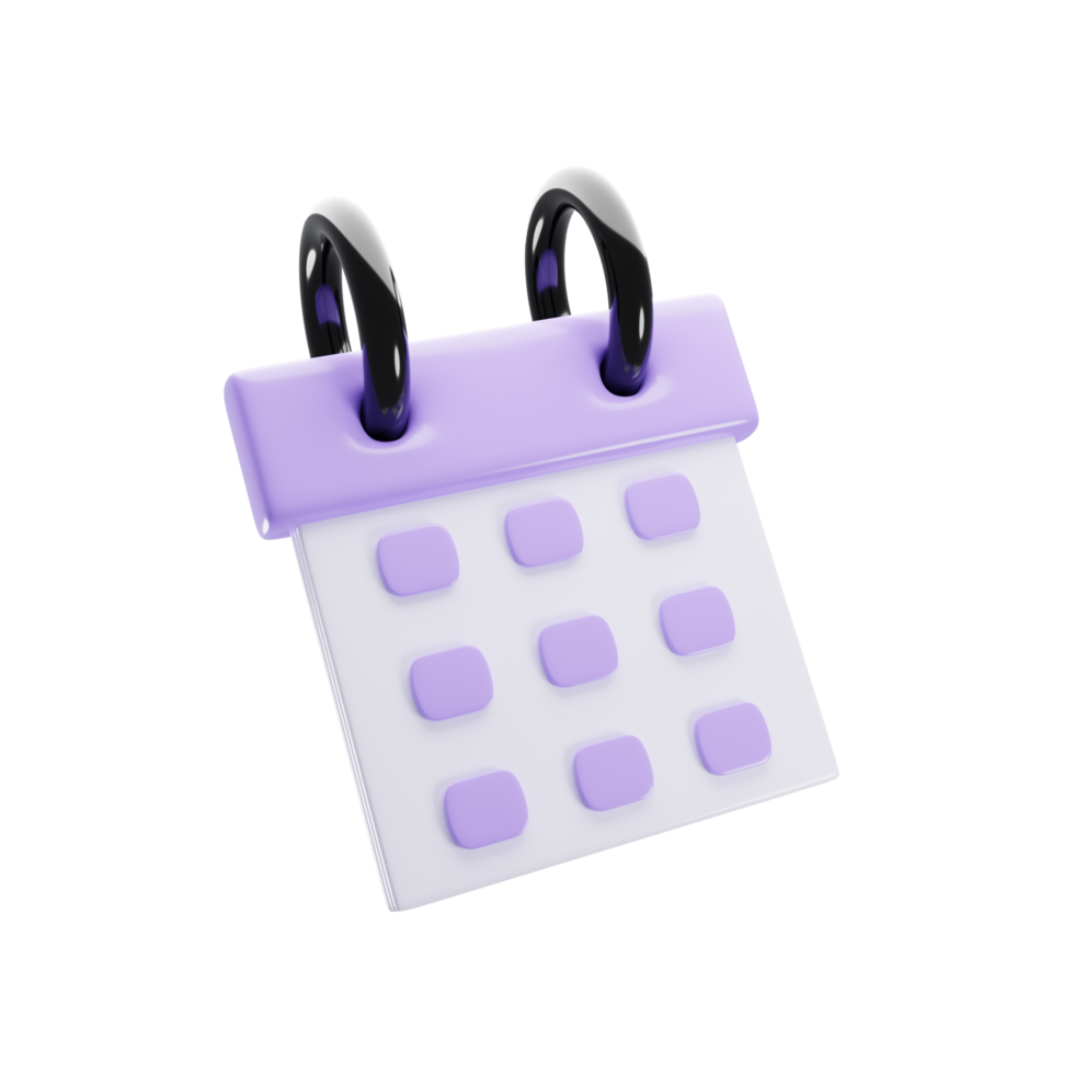 mínimo 3d calendario icono con dibujos animados estilo. mes calendario concepto. 3d representación ilustración png