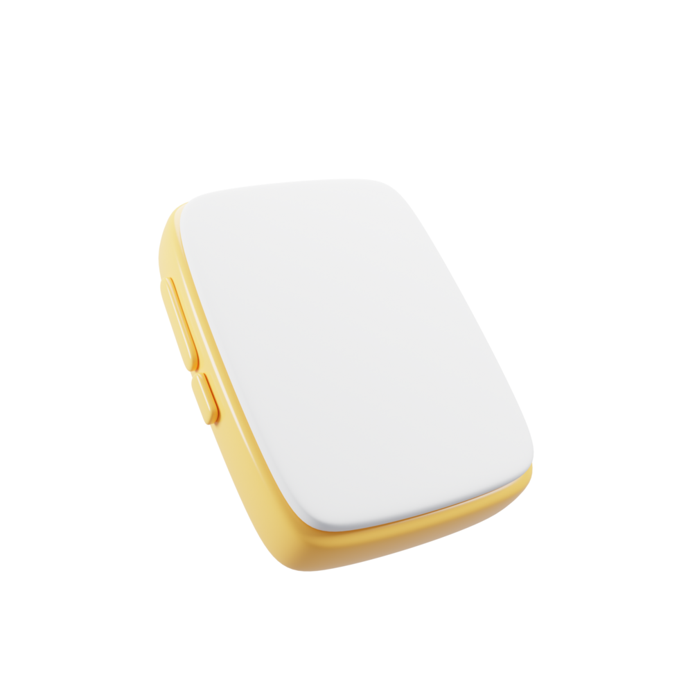 Jaune intelligent téléphone icône avec dessin animé style. 3d le rendu illustration png