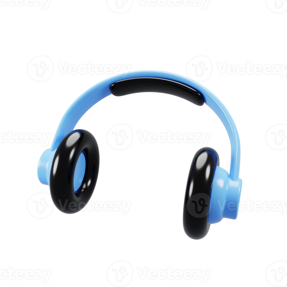 3d rendering cartoon style headphone icon. User interface icon concept png