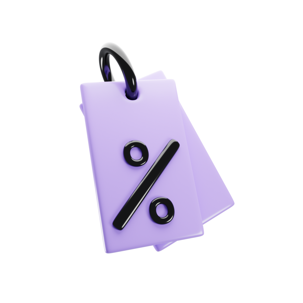 Price tag with percent symbol icon. Shopping discount concept. 3d rendering illustration png