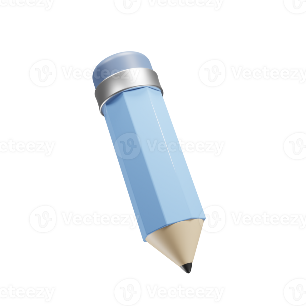 Pencil icon with cartoon style suitable for website presentation. 3d rendering icon png