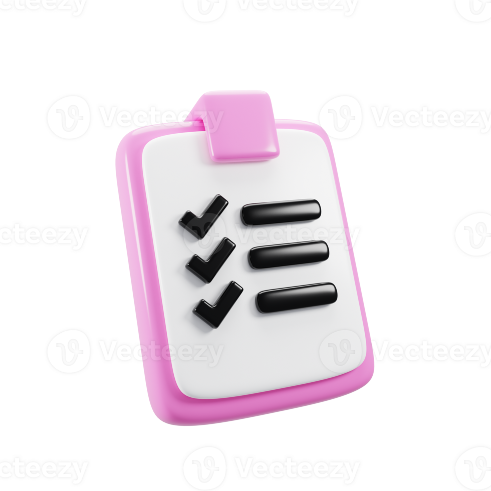 3d rendering cartoon style clipboard icon png