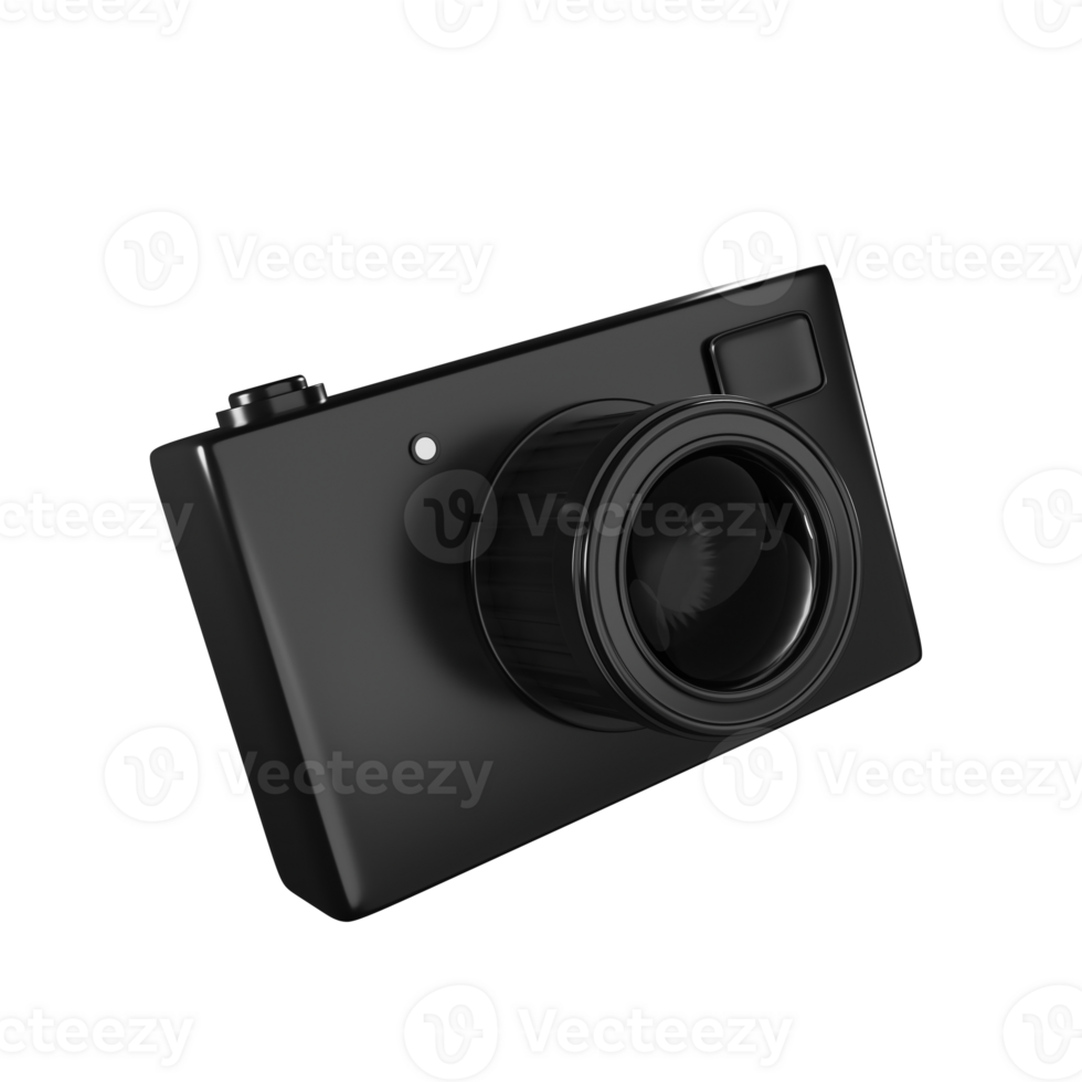 3d illustration of modern camera with black color on 3d rendering png