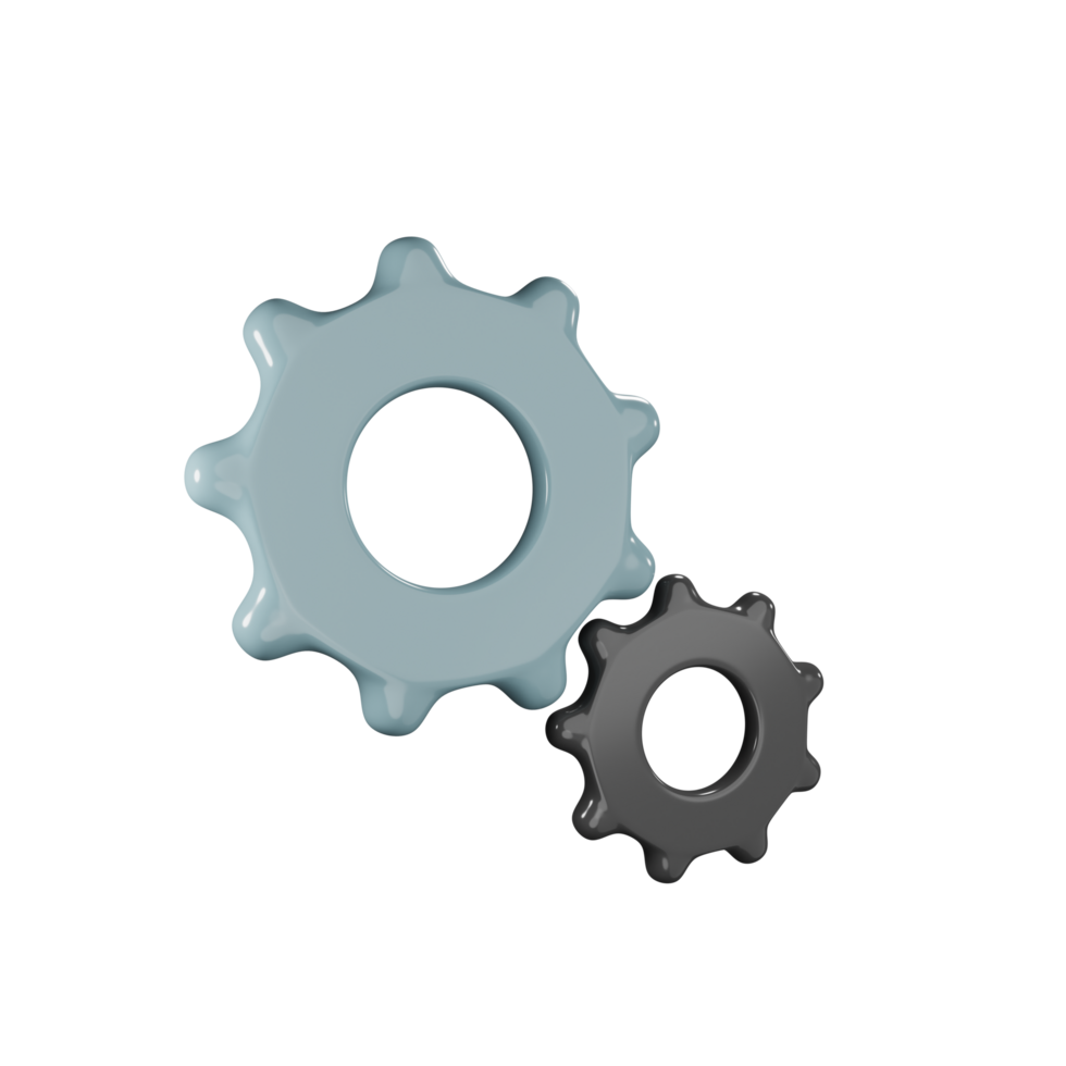 3d illustration of gear setting icon on 3d rendering. social media icon concept png