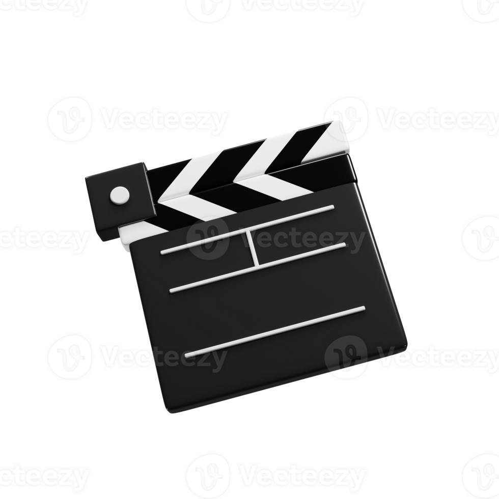 Clapper board 3d icon with cartoon style for website design presentation. 3d rendering icon png
