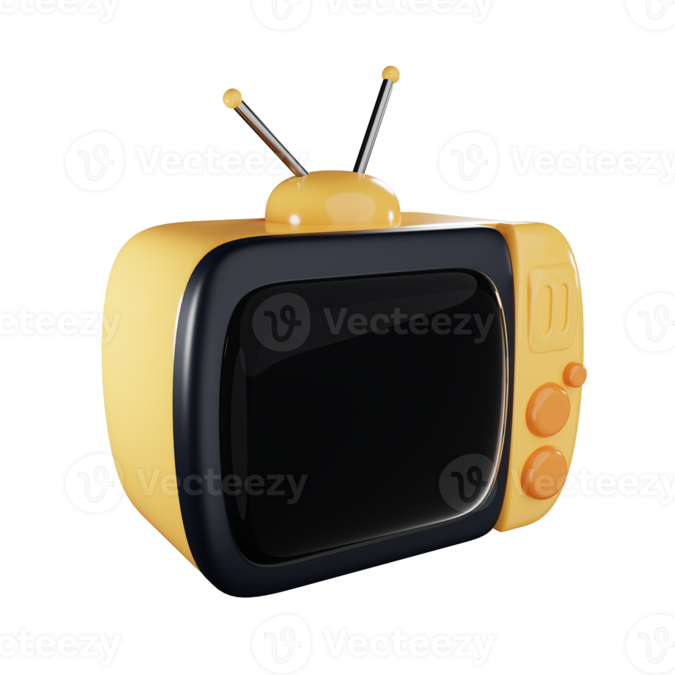 Illustration of classic television icon with cartoon style. 3d rendering png