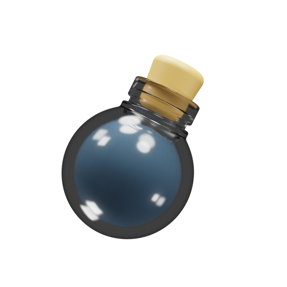 Blue magic potion icon with cartoon style suitable for website design presentation. 3d rendering icon. Game asset png