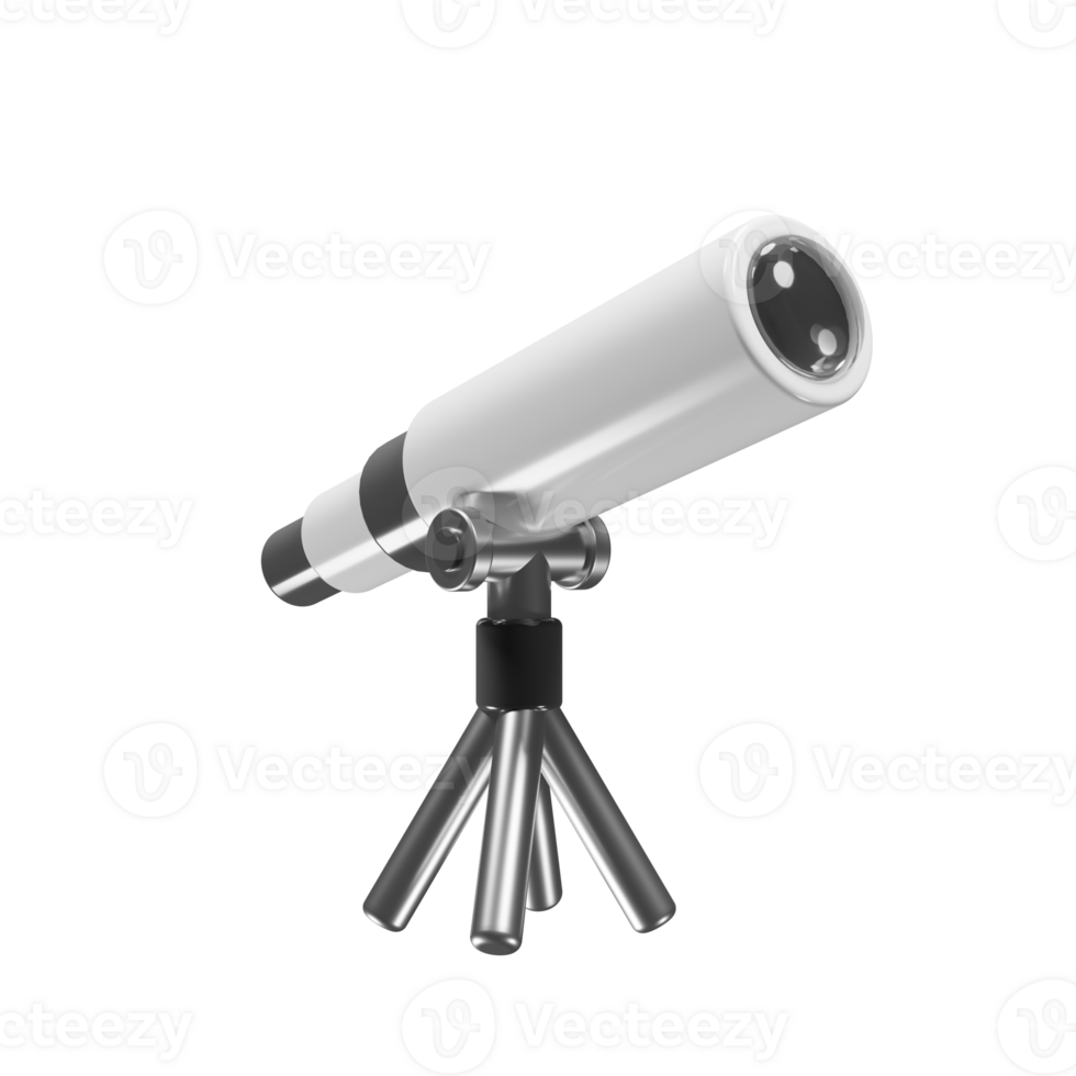 Telescope 3d icon with cartoon style for website design presentation. 3d rendering icon png