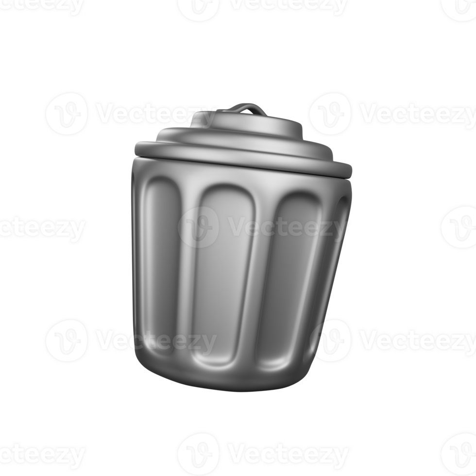 3d render trash can icon with cartoon style png