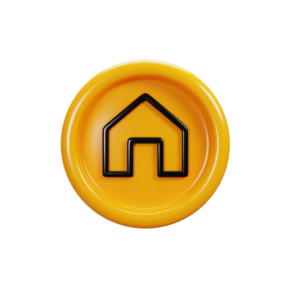 3d rendering home button sign icon. User interface icon concept png