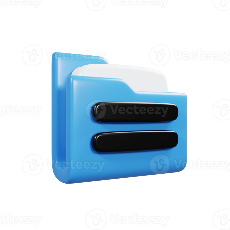 3d rendering blue file document icon isolated on white background. Business icon concept png