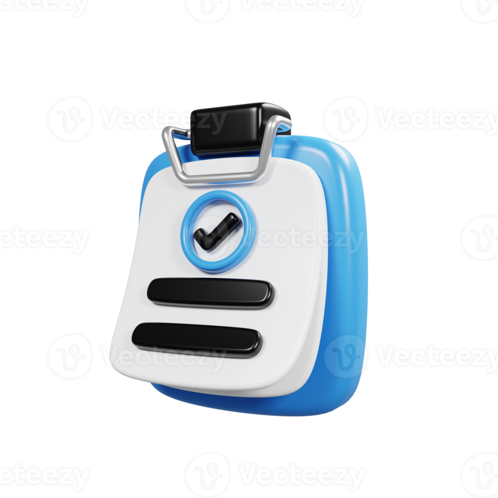 3d rendering blue clipboard icon isolated on white background. Task management icon concept png
