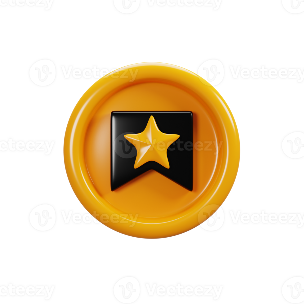 3d rendering bookmark sign icon. User interface icon concept png
