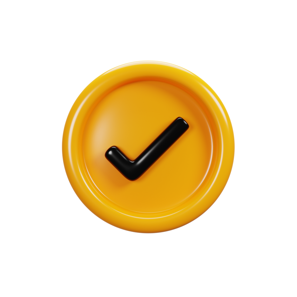 3d rendering check button sign icon. User interface icon concept png
