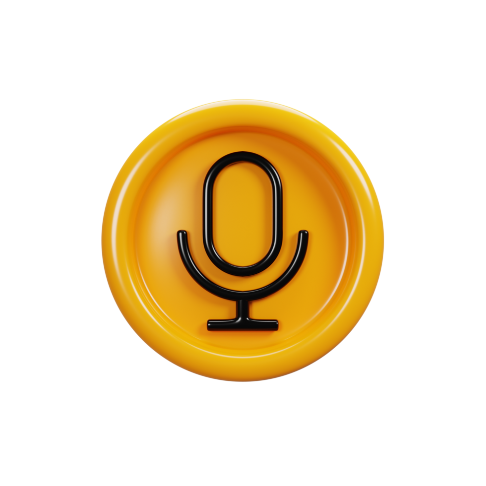 3d rendering microphone sign icon. User interface icon concept png