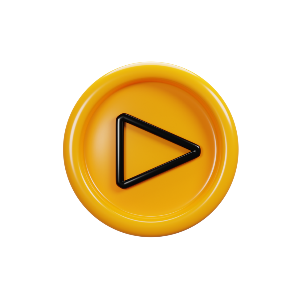 3d rendering play button sign icon. User interface icon concept png