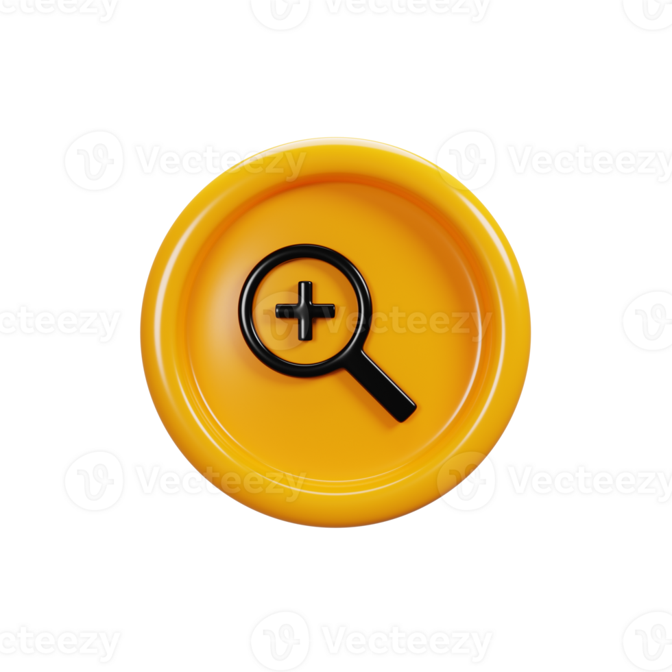 3d rendering zoom sign icon. User interface icon concept png