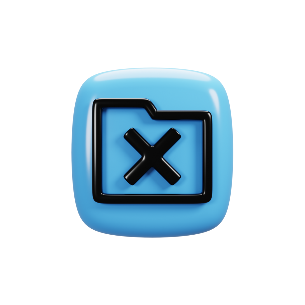 Delete folder icon on 3d rendering. User interface icon concept png