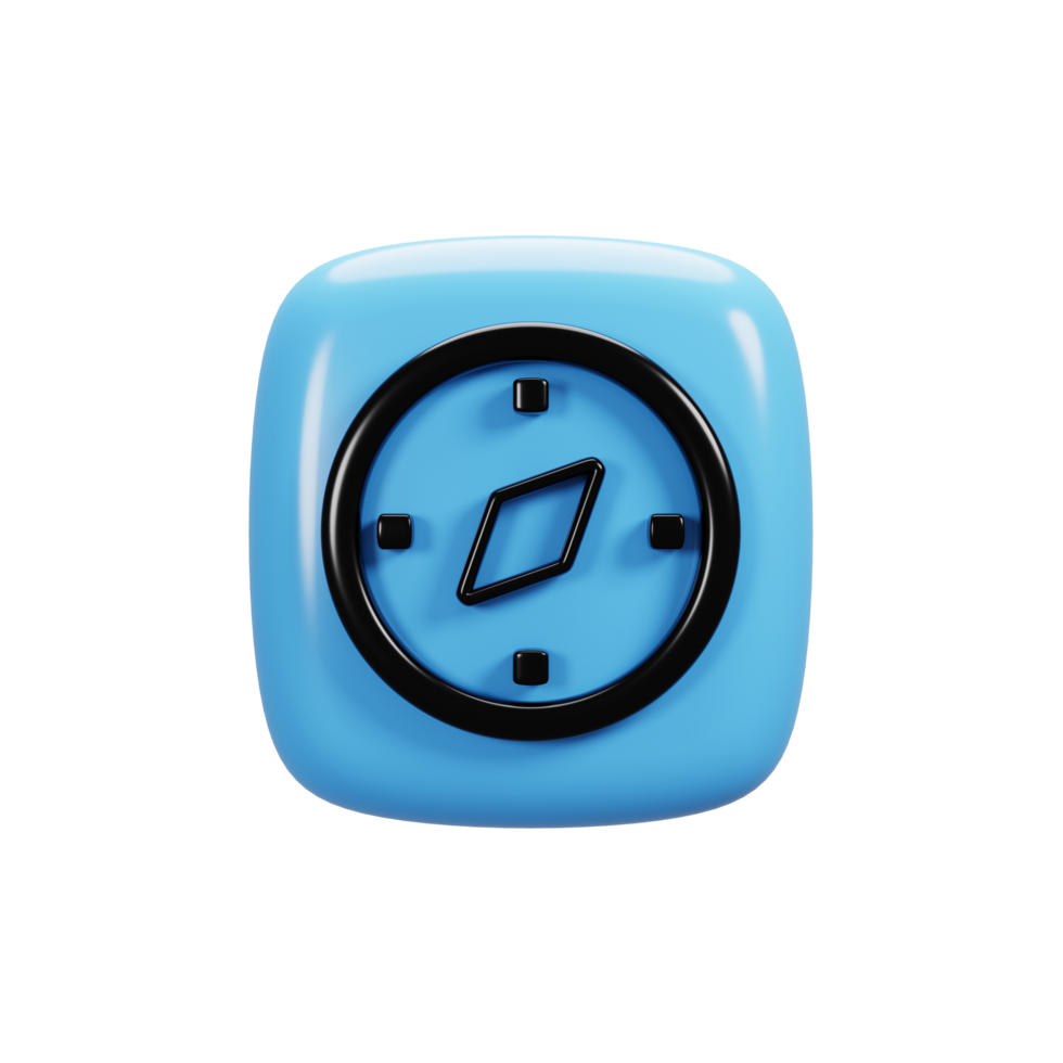 Compass icon on 3d rendering. User interface icon concept png