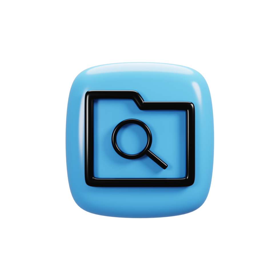 Search file icon on 3d rendering. User interface icon concept png