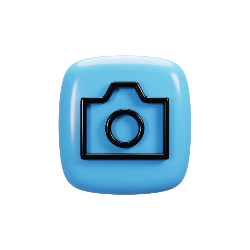 Camera icon on 3d rendering. User interface icon concept png