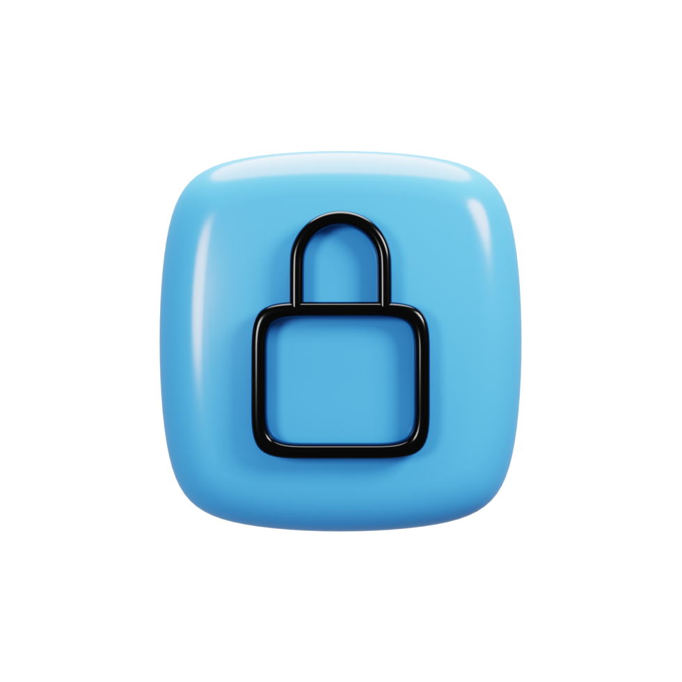 Lock icon on 3d rendering. User interface icon concept png