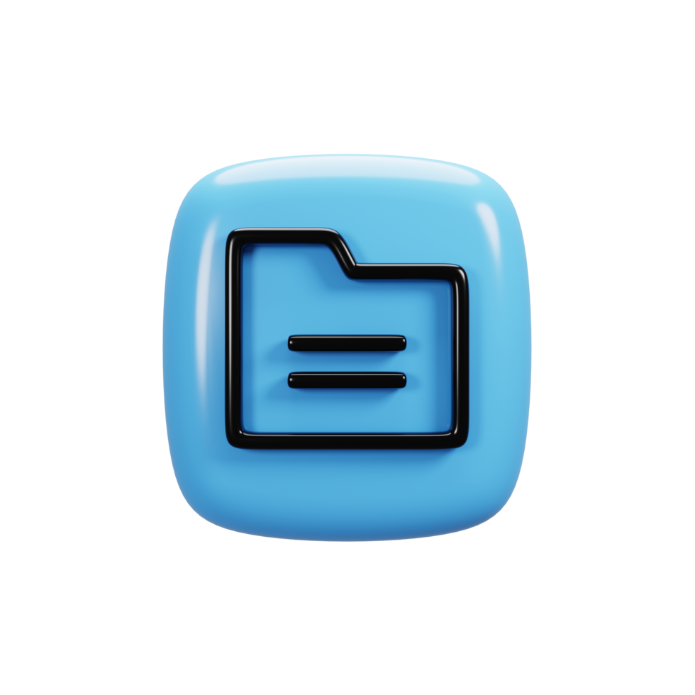 Folder icon on 3d rendering. User interface icon concept png