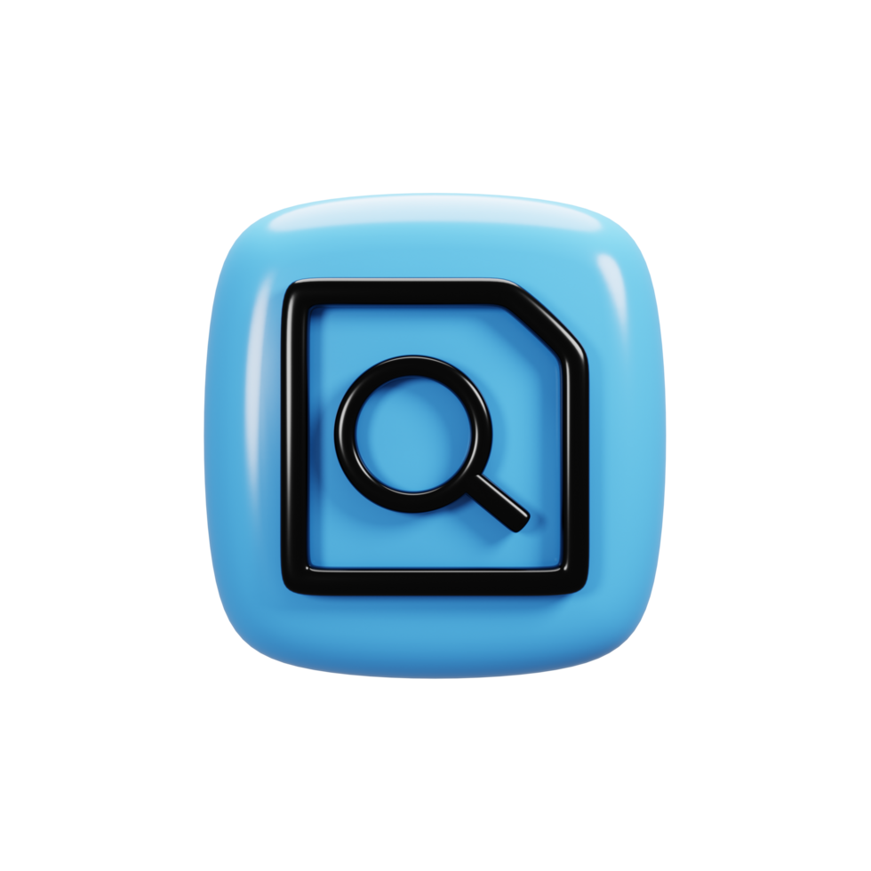 Search document icon on 3d rendering. User interface icon concept png
