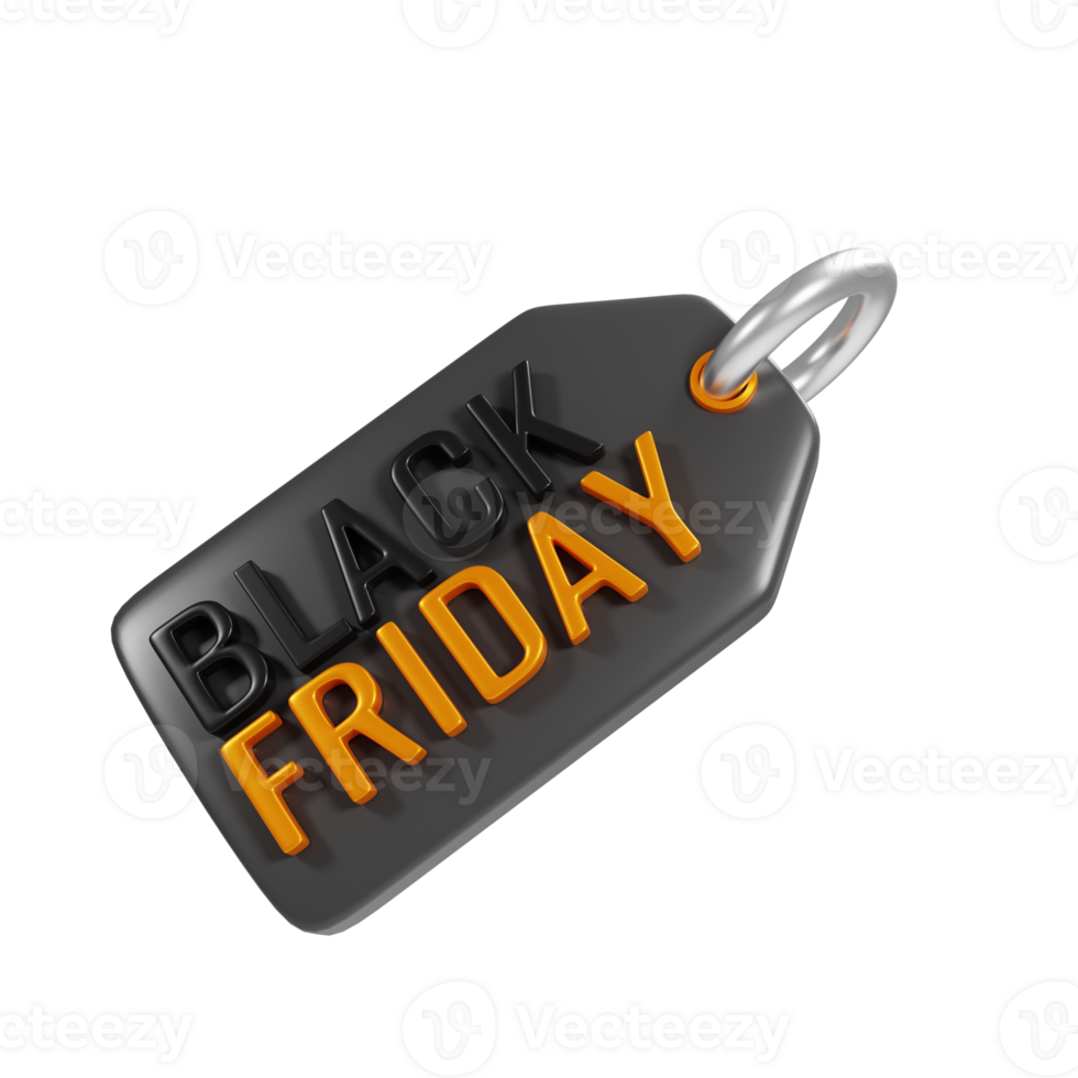 Black friday price tag icon on 3d rendering. Black friday discount concept png