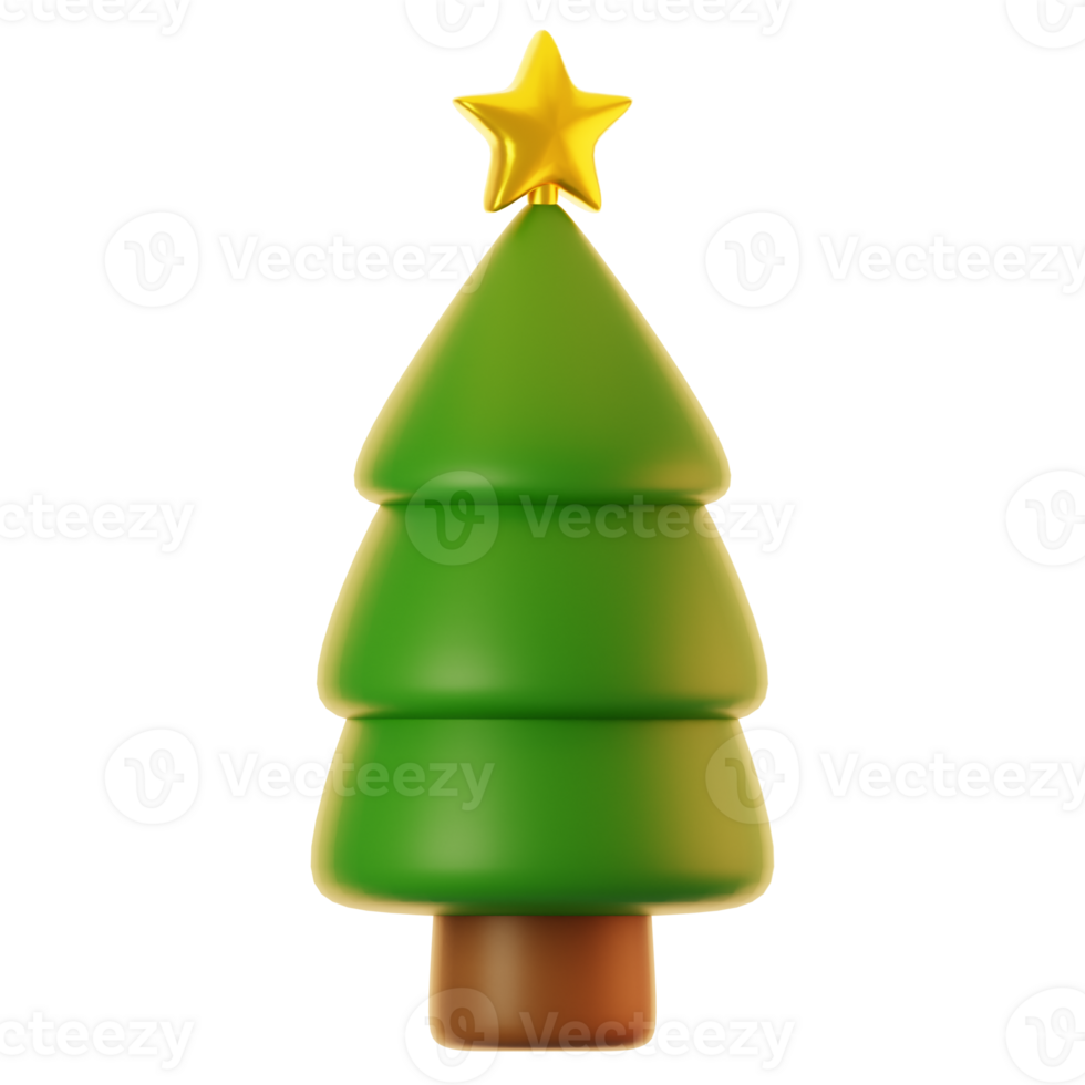 3d render christmas tree icon with cartoon style. 3d rendering illustration png