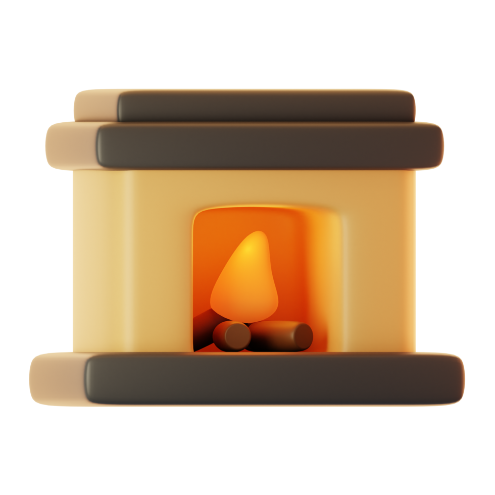 3d rendering fireplace icon. 3d render christmas icon concept png