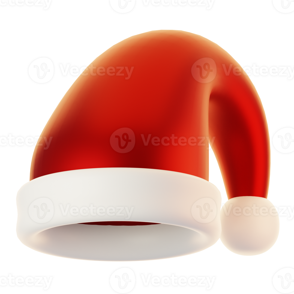 3d Rendern von Santa claus Hut mit Karikatur Stil. 3d machen Weihnachten Symbol Konzept png